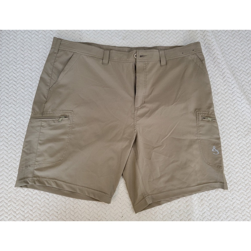 Hook & Tackle Mens  Fishing Shorts Tan Size 42 with multiple pockets